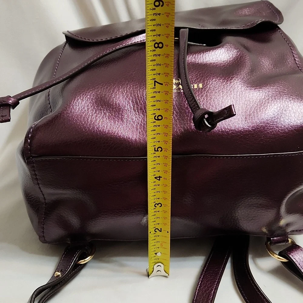 Coach Derby Purple Metallic Leather Backpack - Picture 9 of 16